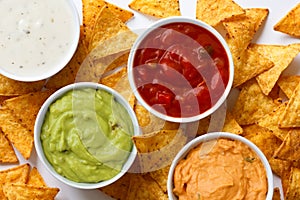 Tortilla chips and dips.