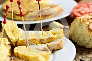 Tortilla de patatas, spanish omelet, served as tapas