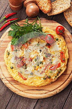 Tortilla, spanish omelet with potato and vegetables