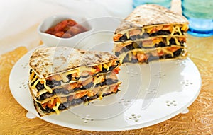 Tortilla stackers with chicken and beans