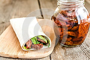 Tortilla with sun dried tomatoes