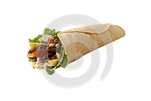 Tortilla wrap with fried chicken meat