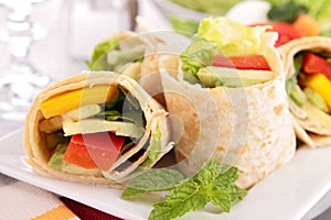 Tortilla wrap with vegetable