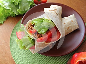 Tortilla wraps with meat