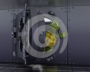Tortoise in a bank vault