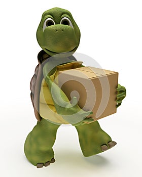 Tortoise Caricature carrying packing cartons