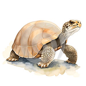 Tortoise in cartoon style. Cute Little Cartoon Tortoise isolated on white background. Watercolor drawing, hand-drawn Tortoise in