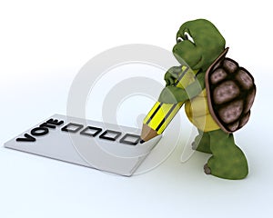 Tortoise casting a vote in election