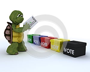 Tortoise casting a vote in election