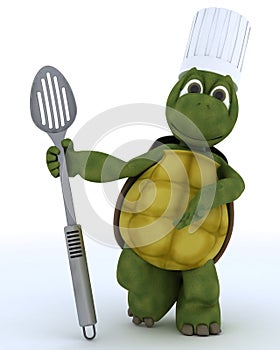 Tortoise chef with slotted spoon photo