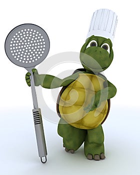 Tortoise chef with straining spoon photo