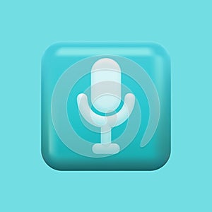 Tortoise Microphone Icon. Blue Icon Set. Isolated App Button