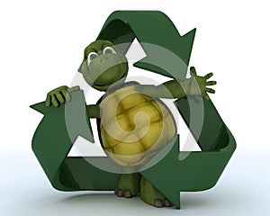 Tortoise with a recycle symbol