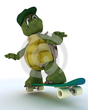 Tortoise riding a skateboard