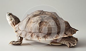 tortoise on white background close-up, shallow depth of field