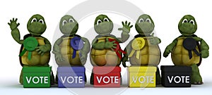 Tortoises canvasing for votes in election