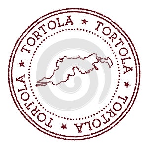 Tortola round rubber stamp with island map.