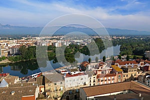 Tortosa, Catalonia, Spain skyline over River Ebro photo