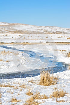 Tortuous river in winter