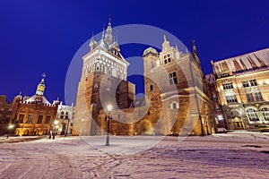 Torture chamber and Prison in Gdansk at night