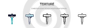 Torture icon in filled, thin line, outline and stroke style. Vector illustration of two colored and black torture vector icons