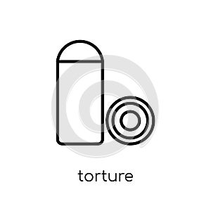 torture icon. Trendy modern flat linear vector torture icon on w
