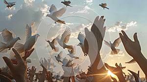 Torture survivors release white doves, symbolizing peace and freedom on International Victims Day. International Day in