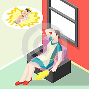 Tortured Housewife Isometric Background photo