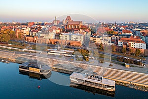 Torun old city, Poland. Aerial view