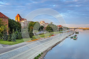 Torun old town reflected in Vistula river