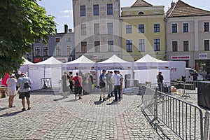 Torun,Poland - June 22, 2023: preparations for the convention of the cities of the new hansa , 43rd International Hanseatic Day