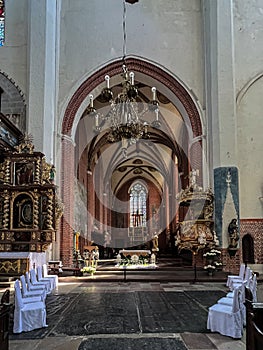 Torun Poland, May 09, 2022: Interior of the Cathedral of St. John the Baptist and John the Evangelist in Torun