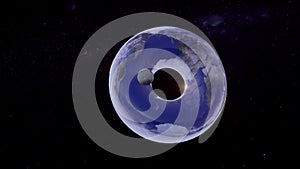 a torus or donut shape earth on the outer space