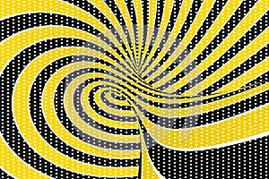 Torus optical 3D illusion raster illustration. Twisting loops and spots pattern. Infinity effect hypnotic image.