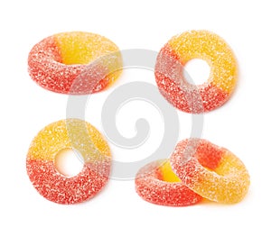 Torus shaped gelatin candy isolated