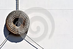 Torus ship fender of woven rope