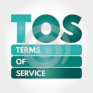 TOS - Terms Of Service acronym, concept background