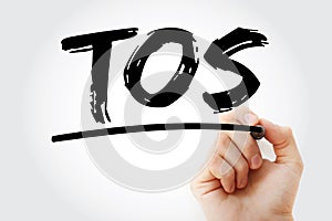 TOS - Terms Of Service acronym with marker, concept background