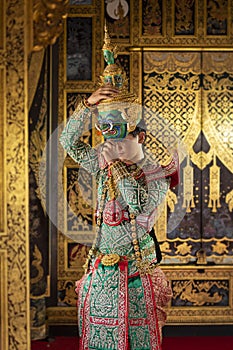 Tosakan is giants in literature. the main character in the Ramayana poem. Khon. Thai culture dancing art in masked khon