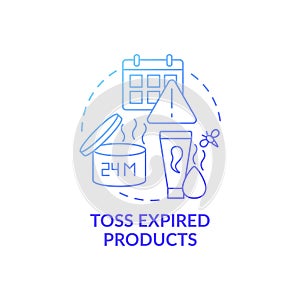 Toss expired products blue gradient concept icon