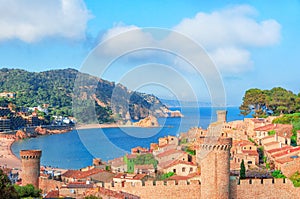 Tossa de Mar, Costa Brava, Spain. View of the sea and old town. photo