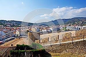 Villa Vella Tossa de Mar beach castle wall fortress beautiful view panoramic village Mediterranean blue sea sky Costa Brava Spain