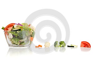 Tossed salad on a white background