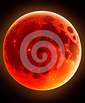 Total eclipse of the Moon. Full moon and total eclipse