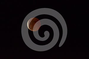A total lunar eclipse on a black background photo