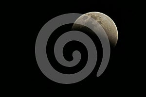 A total lunar eclipse, eclipse phase