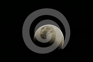 A total lunar eclipse, eclipse phase