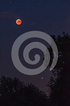 Total lunar eclipse with planet Mars