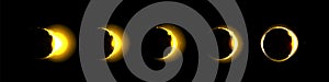 Total and partial solar eclipse. Lunar phase light photo