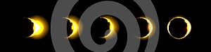 Total and partial solar eclipse. Lunar phase light